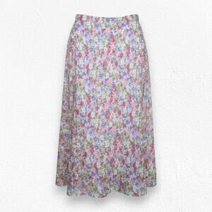 Y2K Pink White Floral Cottagecore Midi Chiffon Jaclyn Smith Midi Skirt Size 1X